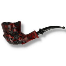 Erik Nording Freehand Special Fantasy 201 briar pipe with red and black carved finish and black acrylic stem