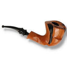 Handmade Danish freehand pipe featuring dramatic crimson stain, carved fantasy details and plateau rim