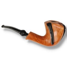 Handmade Danish freehand briar pipe with plateau rim and black acrylic stem