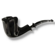 Erik Nørding Ebony Briar Line Freehand Pipe 701 with polished black finish and carved bowl panels
