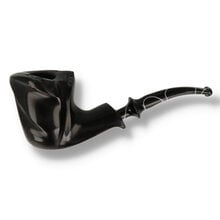 Erik Nørding Ebony Briar Line Freehand Pipe 703 with flowing carved black finish and acrylic stem