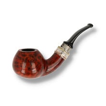 Erik Nørding Freehand Special Double Silver Pipe 706 with polished ruby briar bowl and ornate silver mount.