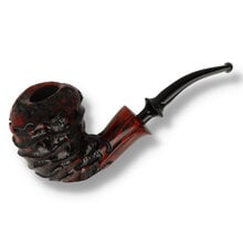Erik Nørding Freehand Special Abstract Pipe 707 with carved red and black briar bowl and black acrylic stem.
