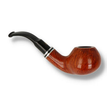 Side profile of Nørding Joker Pipe 708 showing twin nickel accent rings and smooth Danish briar finish.