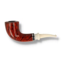 Nørding Royal Flush Queen Smooth Pipe 711 with polished ruby-red briar bowl and cream acrylic stem.