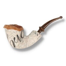 Erik Nørding Harmony Freehand Special Pipe 712 with ivory finish, script artwork and plateau rim.