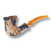 Erik Nørding Harmony Freehand Special Pipe 713 featuring fox artwork and amber acrylic stem.