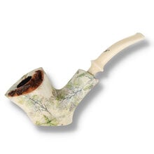 Erik Nording Harmony Freehand Special 717 briar pipe featuring woodland wildlife artwork with cream acrylic stem.