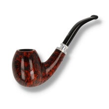 Erik Nording Valhalla 503 smooth Bent Billiard briar pipe with aluminium spigot mount and black acrylic stem.