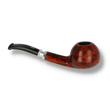 Side profile of the Erik Nording Valhalla 500 Smooth Bent Apple 505 showing rich flame grain and aluminium spigot mount.