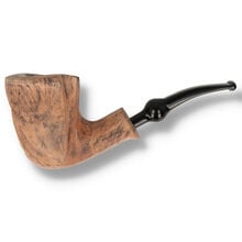 Erik Nørding Signature Black Grain Freehand Briar Pipe No. 197 showing the left profile with flowing carved lines and black acrylic stem.