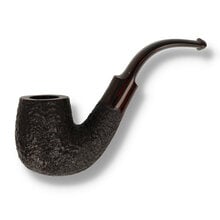 Northern Briars Rox Cut Regal Bent Billiard briar pipe with rugged rusticated finish and polished Cumberland bent stem.