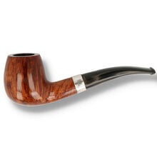 Northern Briars Premier Quarter Bent Banded Apple briar pipe with smooth polished finish, sterling silver band and black quarter bent stem.