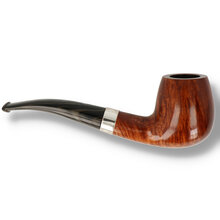 Opposite side of the Northern Briars Premier Quarter Bent Banded Apple showing the rich flame grain and hallmarked sterling silver band.