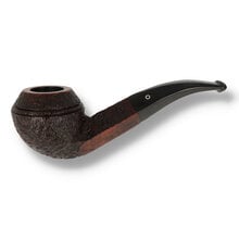Northern Briars Rox Cut Regal Rhodesian NB-260 pipe with dark rusticated Rox Cut finish, twin bead lines and gently bent black acrylic stem.
