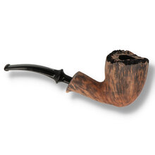 Erik Nørding Signature Black Grain Freehand Pipe 199 displaying the plateau rim, organic freehand bowl and sculpted black acrylic stem.