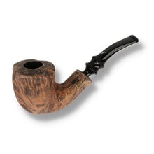 Erik Nørding Signature Black Grain Freehand Briar Pipe 200 with smooth natural finish, rounded bowl and sculpted black acrylic stem.