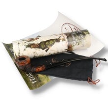 Erik Nørding Hunting Pipe 2024 Longhorn Rustic Briar Pipe supplied with presentation tube, pipe sock and information leaflet.