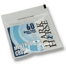 Dark Horse Menthol Crush ultra slim 6mm filter tips in a resealable pouch containing 60 crush capsule filters.