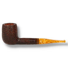 Right-side profile of the Savinelli Miele Rustic 111 KS showing the textured briar finish and marbled honey acrylic stem.