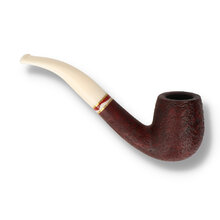 A bent billiard in a rich red stain with ivory stem