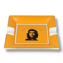 AS22 yellow ceramic cigar ashtray with Che Guevara design and two integrated cigar rests.