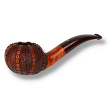 Northern Briars Dark Tan Sea Urchin NB-292 artisan briar pipe with carved sea urchin bowl and Cumberland acrylic stem.