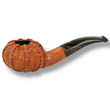 Northern Briars Light Tan Sea Urchin NB-290 handcrafted briar pipe with carved sea urchin bowl, smooth shank and Cumberland acrylic stem.