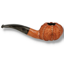 Reverse view of the Northern Briars NB-290 Light Tan Sea Urchin pipe highlighting the sculpted bowl, warm natural finish and flowing Cumberland stem.
